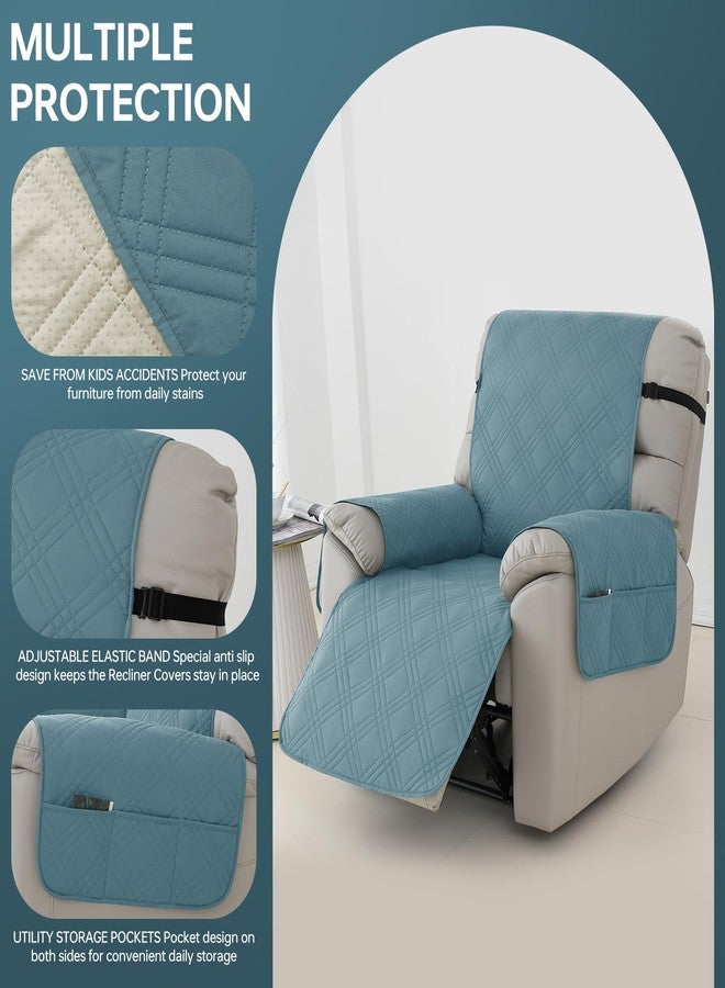 Deisy Dee Waterproof Recliner Chair Covers with Storage Pocket - Extend Sofa Life, Comfortable & Washable, Available in 10 Colors (Lake Blue, 24.8 ") - Image 4